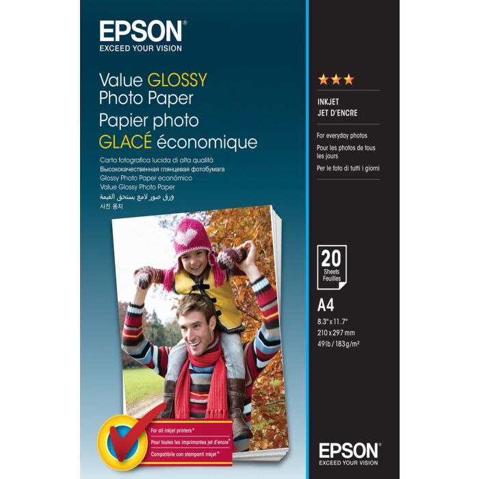Epson A4 Value Glossy Photo Paper 20 Sheets 183gsm