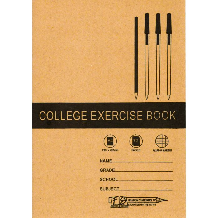 FS COLLEGE EXERCISE BOOK A4 72PG QUAD & MARGIN