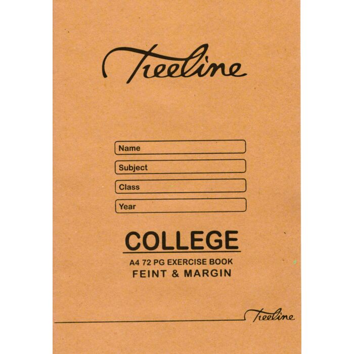 TREELINE A4 72 pg COLLEGE EXERCISE BOOK FEINT & MARGIN