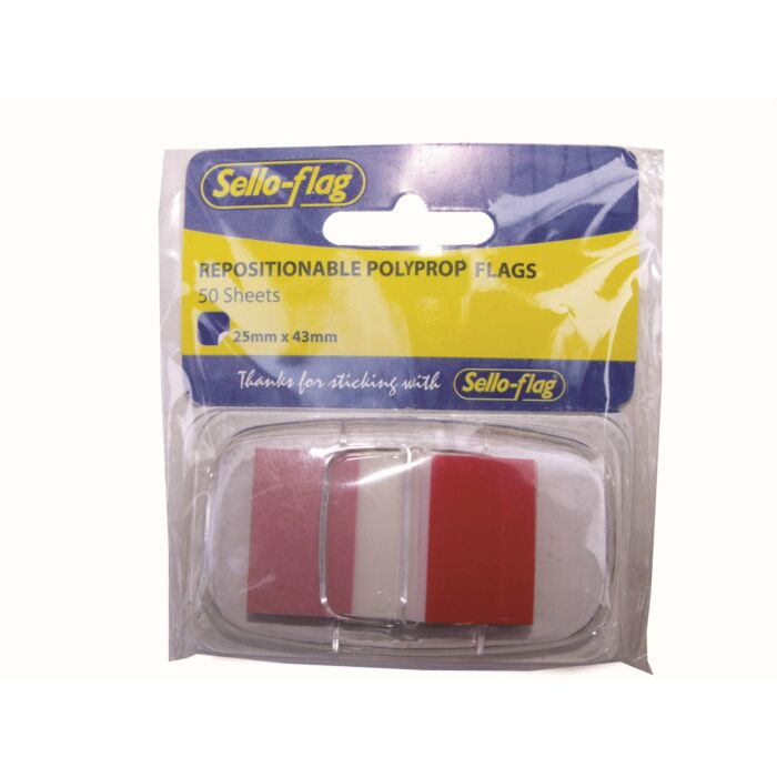 SELLO-FLAG Polypropylene Flags - 25x43mm - 50 Sheets (Red) Box-12