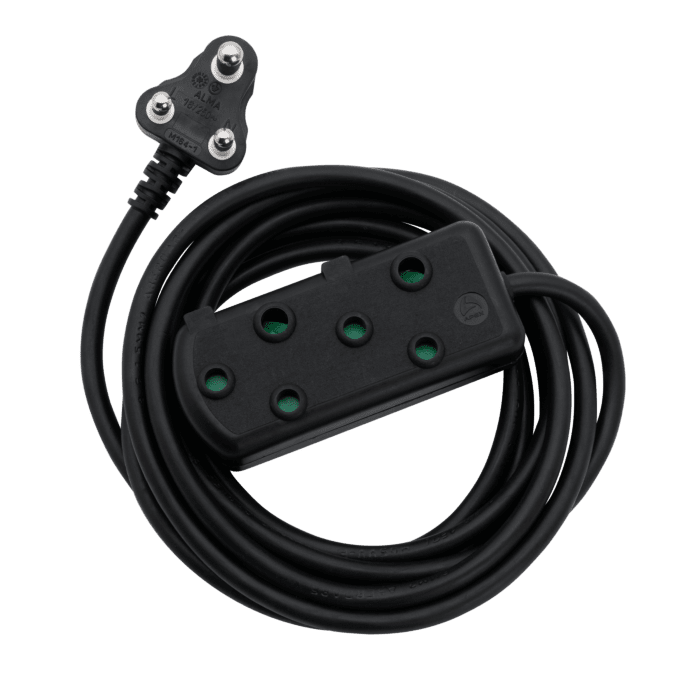 SWITCHED Light DUTY SBS EXTENSION LEADS 2 x 16A Socket 10m - Black
