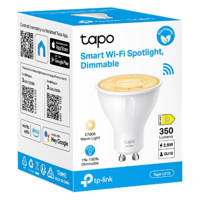 TP-Link Tapo L610 2.9 Smart Wi-Fi Bulb Warm White Dimmable GU10