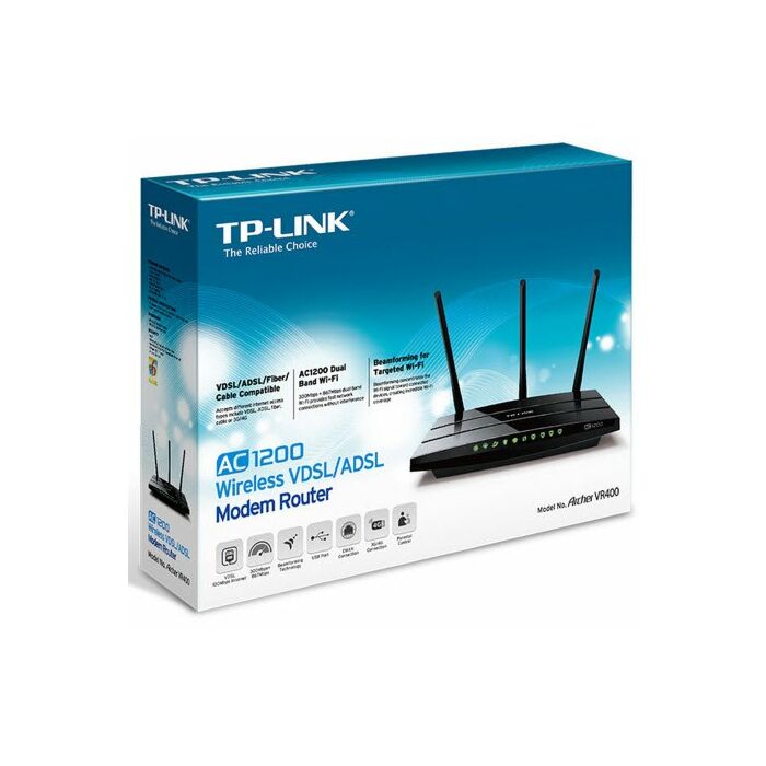 TP-Link Archer VR400 AC1200 Wireless Dual Band Gigabit VDSL2 Modem Router