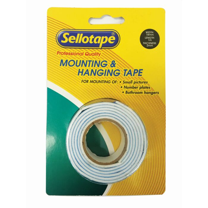 SELLOTAPE Double Sided 18mm x 2mm x 1m Mounting and Hanging Tape Box-12