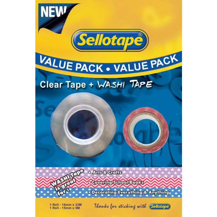 SELLOTAPE Clear 18mmX33m Plus Washi Tape Box-12