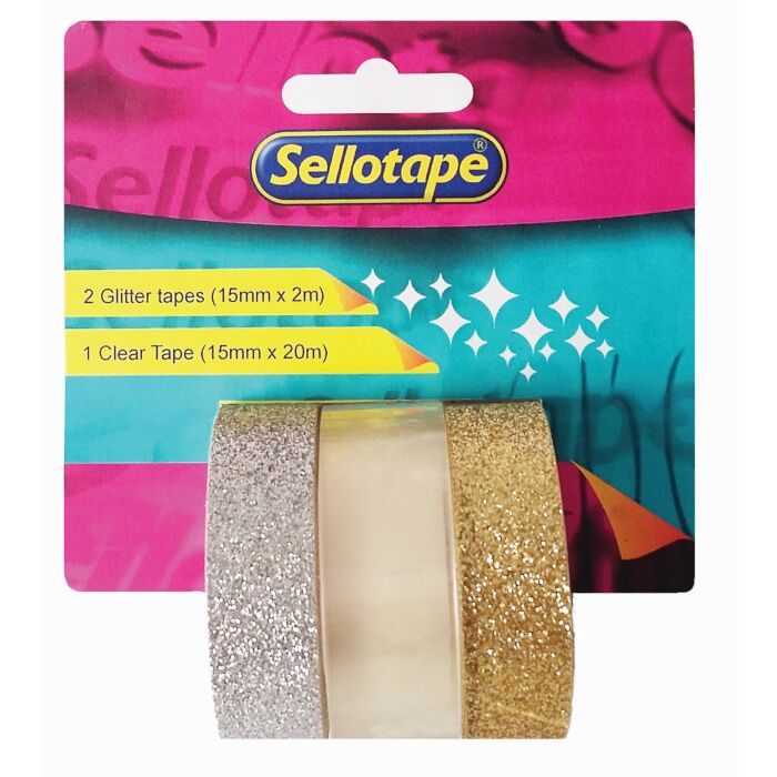 SELLOTAPE Glitter Tape 3 pack Box-12