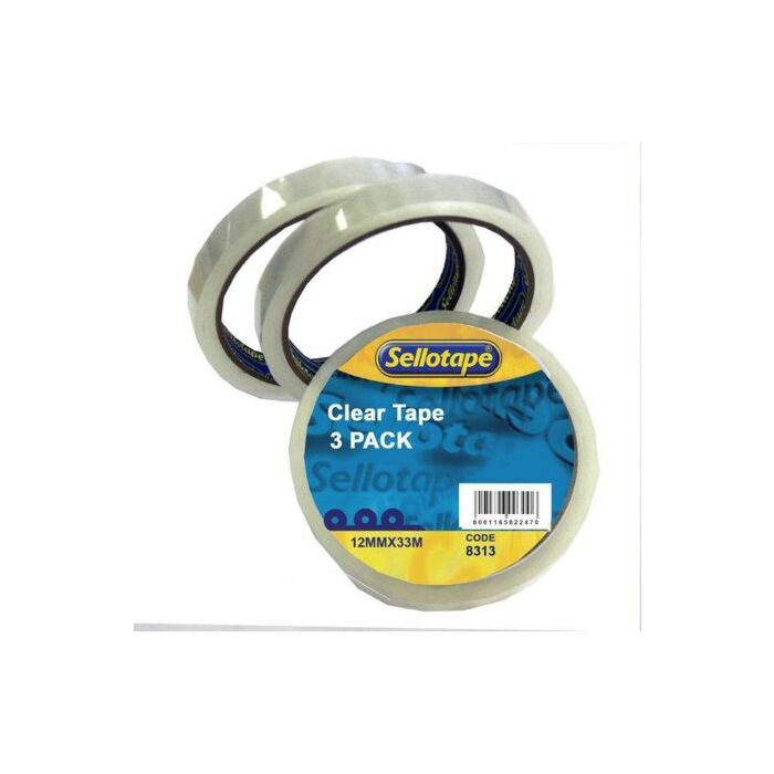 SELLOTAPE Clear 12mmx33m Shrink Wrap 3 Pack Box-48