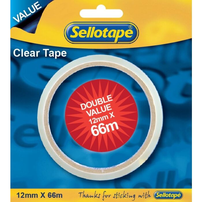 SELLOTAPE Clear Double Value 12mmx66m Carded Box-12