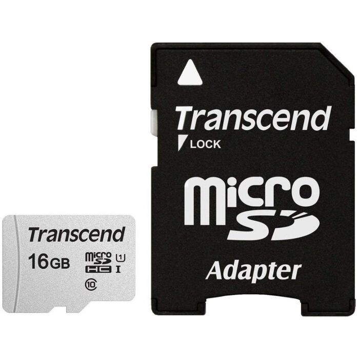 Transcend 300s 16GB MicroSD Uhs-I U1 Class 10 Read 95 Mb/S Write 45mb/S With SD Adaptor