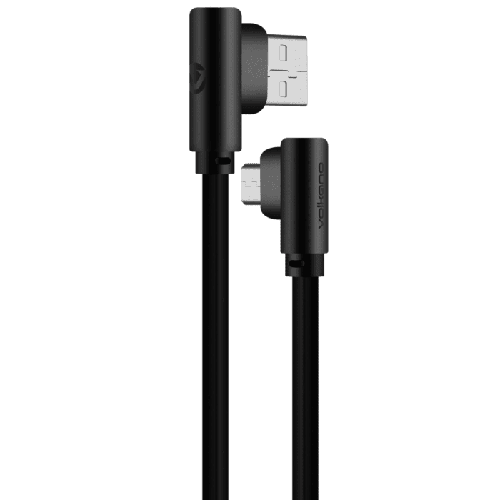 Volkano Slim Series Flat PVC Micro 90� USB Cable 1.2m Black