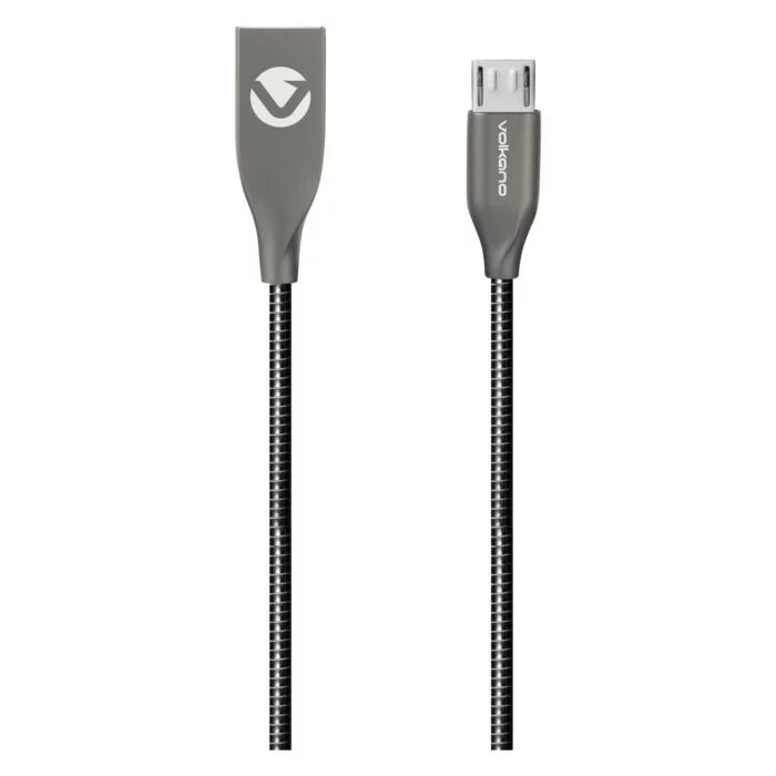 Volkano Iron Series Round Metallic Spring Type-C Cable 1.2m Black