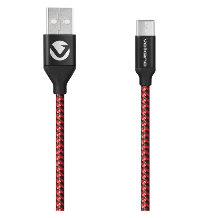 Volkano Braids Series Nylon Braided Type-C Cable 1.2m Black and Red