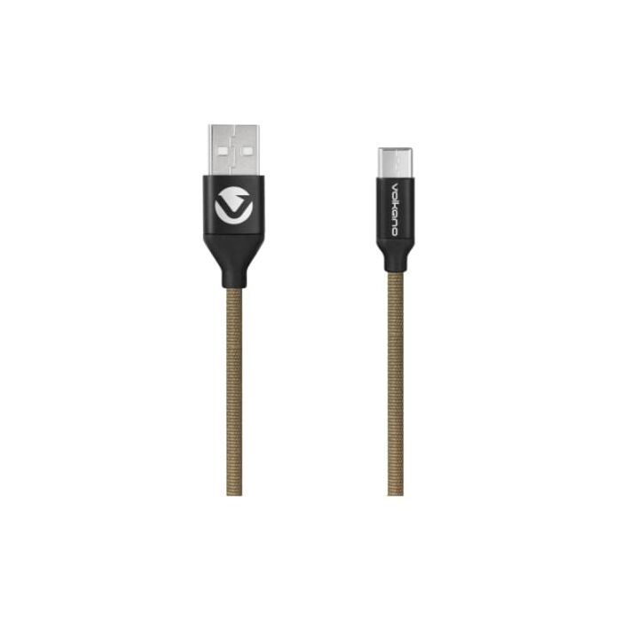 Volkano Weave Series Fabric Braided Micro USB Cable 1.2m - Army Green