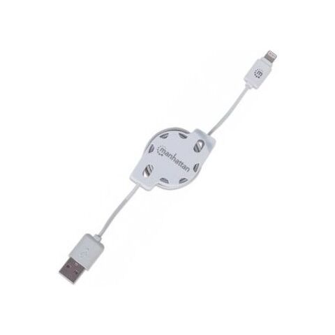 Manhattan iLynk Lightning Cable - A Male / Lightning Connector Male 1m (3 ft.) White Retractable