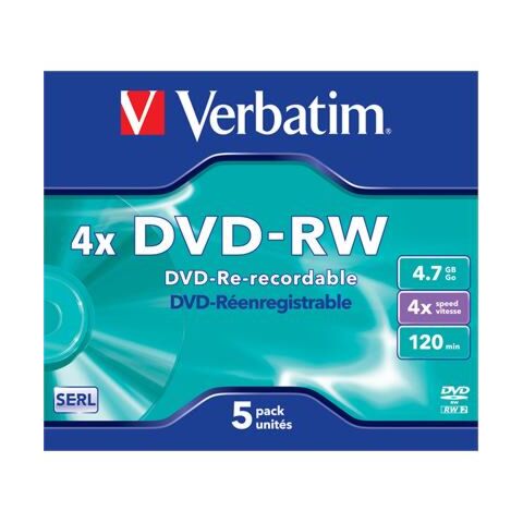 Verbatim - 4.7GB DVD-RW (4x) - Jewel Case (Pack of 5)