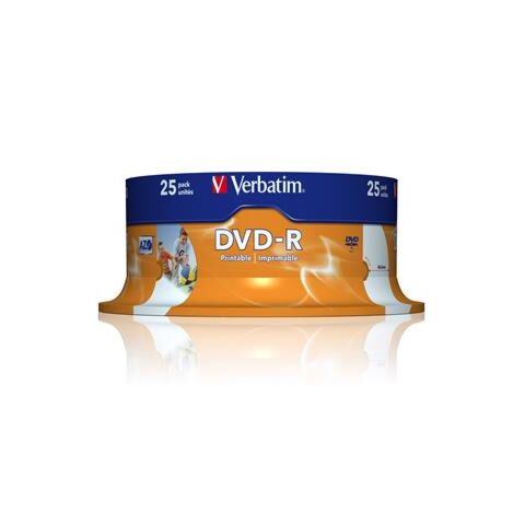 Verbatim - 4.7GB DVD-R (16x) - Printable Spindle (Box of 25)