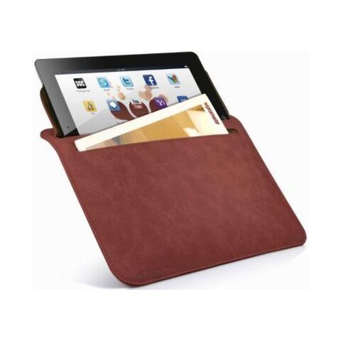 Premium protective horizontal shamwa leather case with extra pocket For iPad 2- The New iPad Brown