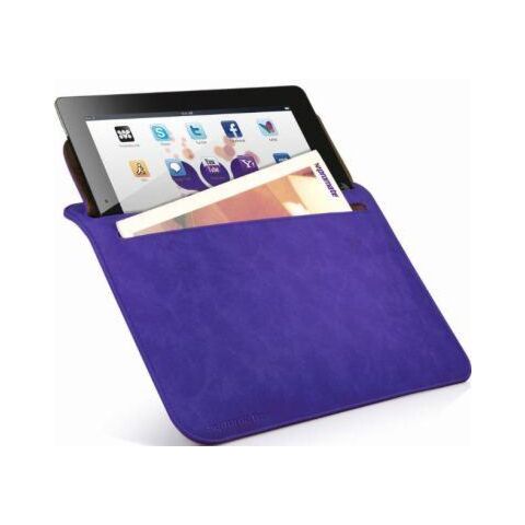 Premium protective horizontal shamwa leather case with extra pocket For iPad 2- The New iPad Purple