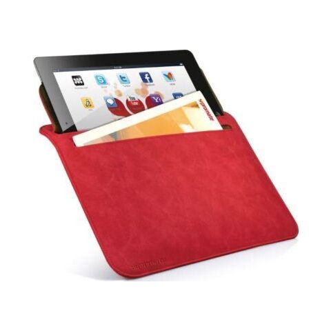 Premium protective horizontal shamwa leather case with extra pocket For iPad 2- The New iPad Red