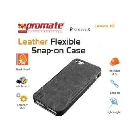 Promate Lanko.i5 iPhone 5 Hand-Crafted Leather Case Protective elegant & Flexible for iPhone 5/5s Colour Black