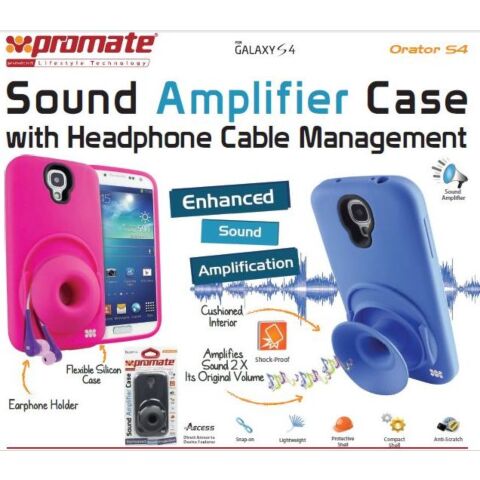 Promate Orator-S4 Sound Amplifier case for Samsung Galaxy S4 Blue