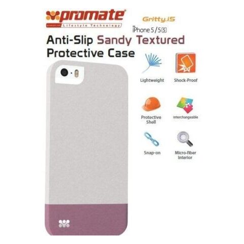 Promate Gritty-I5 Anti-Slip Sandy finishing protective case-for Iphone 5/5s-White