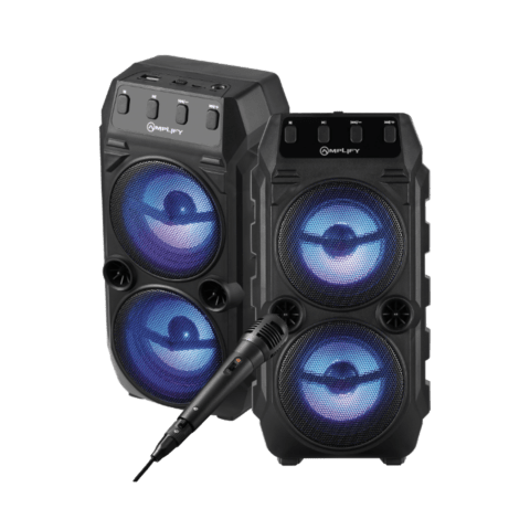 2 x Amplify Elixir Series Dual 3 inch Bluetooth Speaker with 1 x Wired Microphone