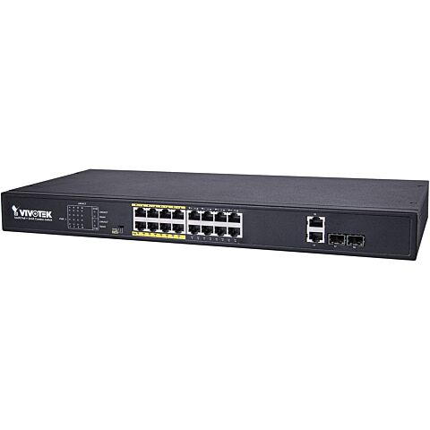 Vivotek unmanaged 16x 10 100 Mbps PoE + 2x SFP/RJ45 gigbait combo Switch