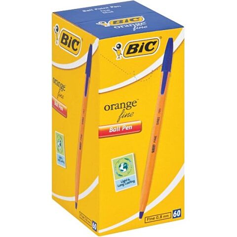 BIC Orange Fine Point Blue Ballpoint Pens - Fine point: 0.8mm line width 0.3mm