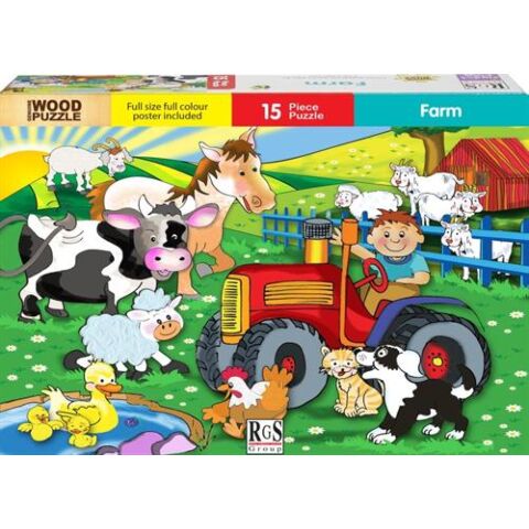 RGS 15 Piece A4 Wooden Puzzle Farm