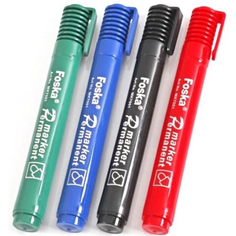 Foska 4 Pack Wallet Permanent Markers-Red