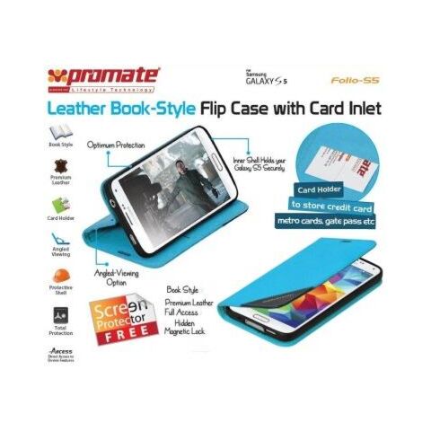 Promate Folio S5 Bookcover with inside card pocket Colour: Blue 