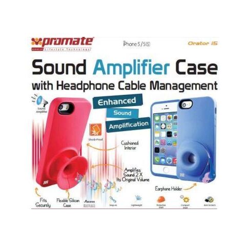 Promate Orator-I5 iPhone 5 Sound Amplifier case for Iphone 5/5s with headphone cable management Colour: Blue