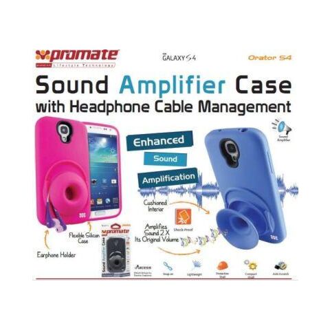 Promate Orator-S4 Sound Amplifier case for Samsung Galaxy S4 with headphone cable management Colour:Black