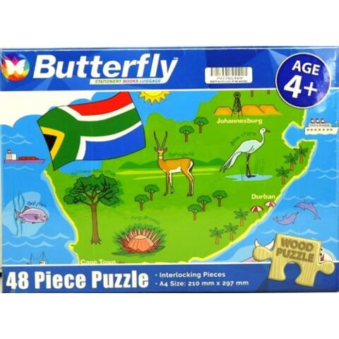 Butterfly 48 Piece A4 Wooden Puzzle South Africa-Interlocking Pieces 210 x 297mm