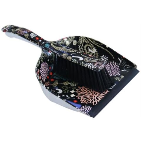 Totally Handheld Brush And Dustpan Set Black Floral Design Handheld Brush and Dustpan