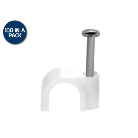 6mm Cable Clips 100 Pack White