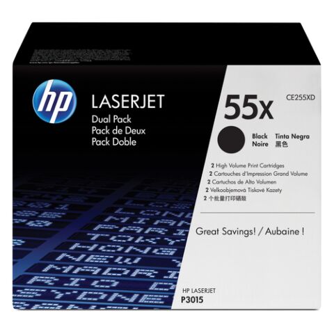 HP 55X Laserjet P3015 Black Print Cartridge - Dual Pack