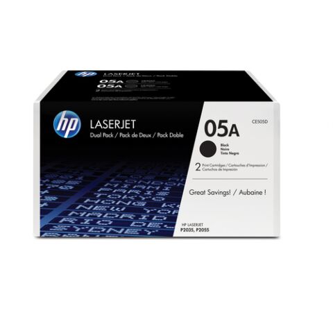 HP 05A Laserjet P2035/P2055 Black Print Cartridge - Dual Pack