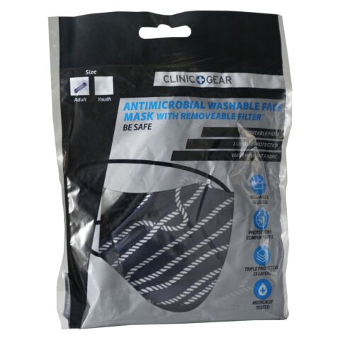 Clinic Gear Anti-Microbial Printed Mask Mens Nautical - Navy