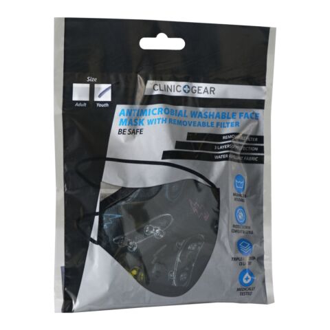 Clinic Gear Anti-Microbial Printed Mask Boys Skater - Black