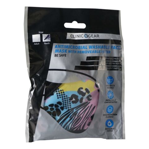 Clinic Gear Anti-Microbial Printed Mask Girls Wild Print - Multi