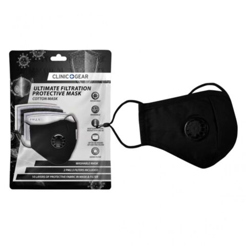 Clinic Gear Washable Protective Mask with filter - Black