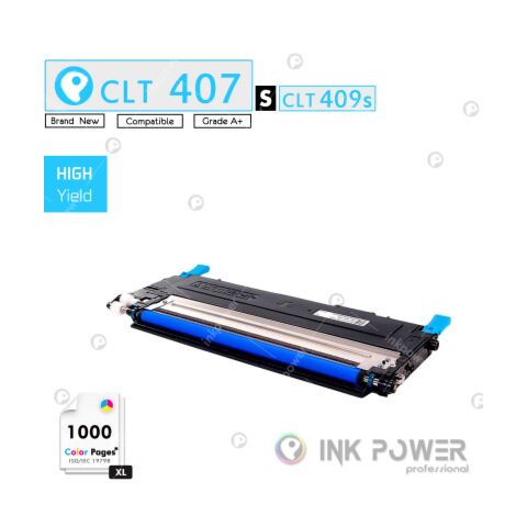 Inkpower Generic for Samsung CLT-K407S for use with Samsung CLP-320 CLP-325 CLX-3185 Series Cyan Toner Cartridge