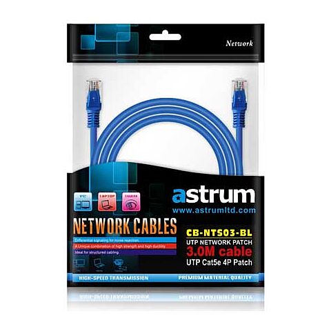 Astrum 3.0 Meters Cat5e Blue Networking Cable