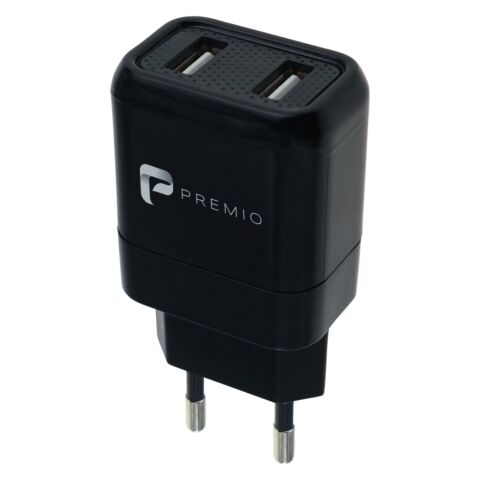 Premio 2.4 Amp Dual wall Charger - Black