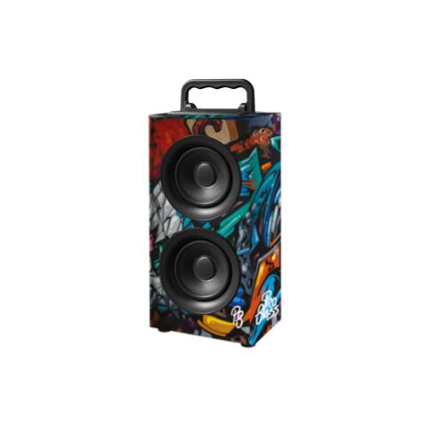 Pro Bass Boss Series 2.0 Double Tower Speaker with FM Radio Graffiti