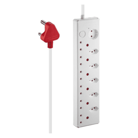 Switched 12-way Medium Surge Protection Multiplug with 0.5m Cord White