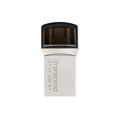 Transcend - 890 JetFlash 64GB USB-C & USB 3.1 Flash Drive - Silver