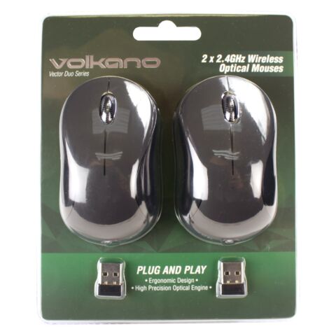 Volkano Vector Duo Pack of 2 Vector Wireless Mouse - Black